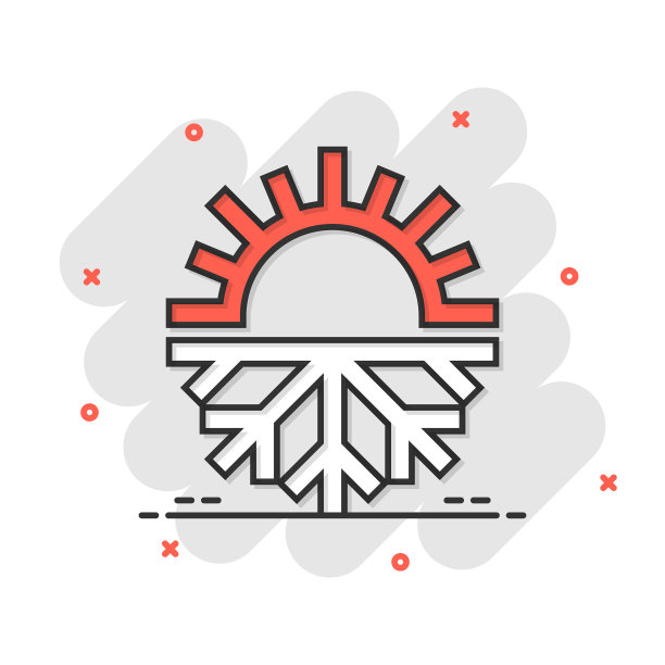 雪花和太阳图标在漫画风格的气候图片下载