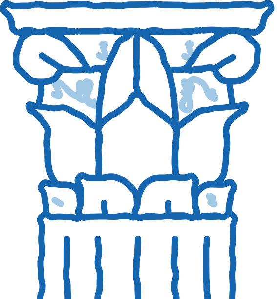 螺纹希腊柱涂鸦图标手绘图片下载