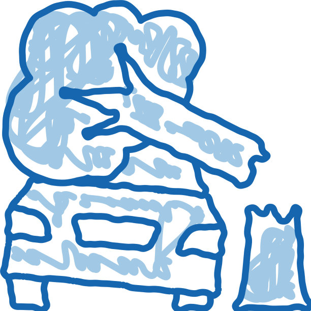 汽车撞到树上涂鸦图标手绘图片下载