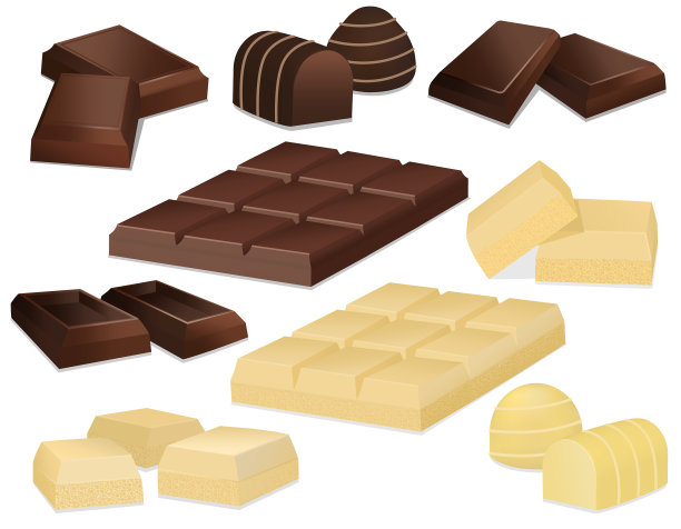 巧克力块孤立在白色图片下载