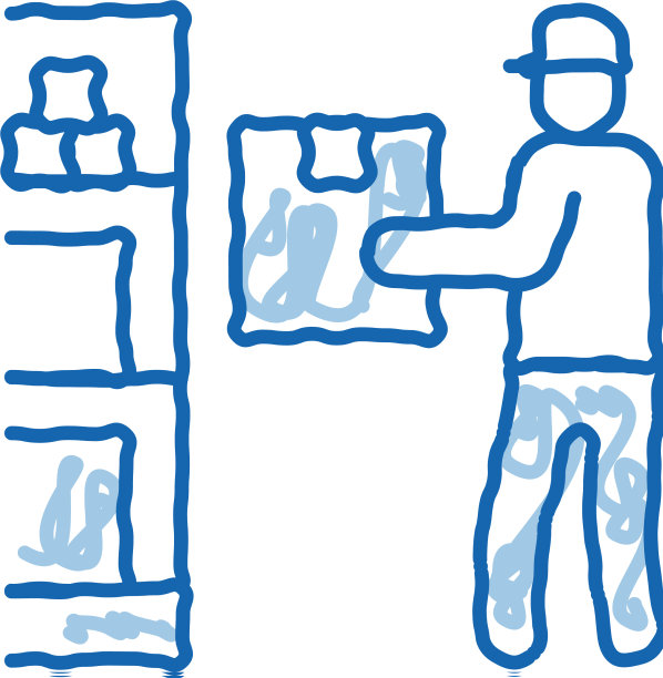 男人在地下室进货手绘涂鸦图标图片下载