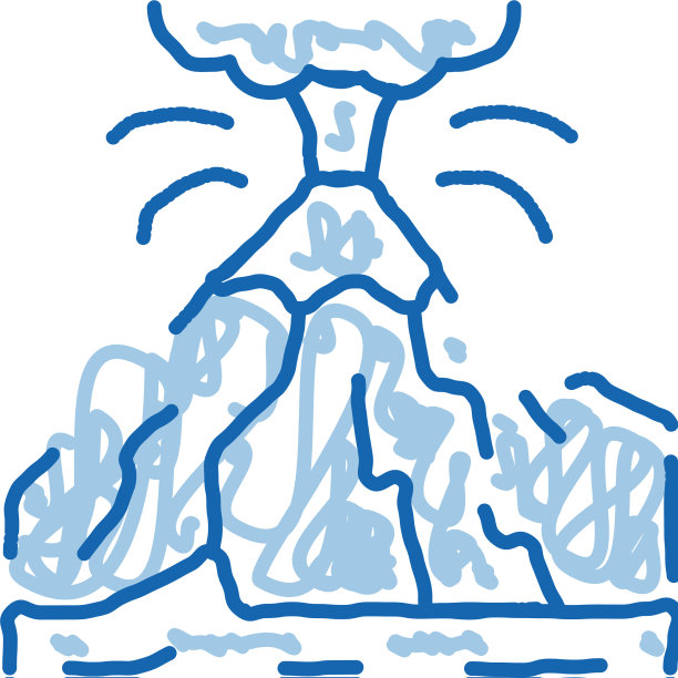 火山喷发涂鸦图标手绘图片下载