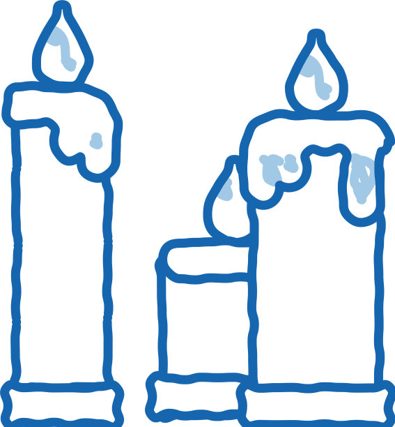 燃烧的教堂蜡烛涂鸦图标手绘图片下载
