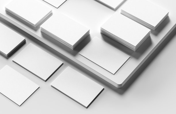 现实的名片模拟孤立的白色背景。3 d演示。图片下载