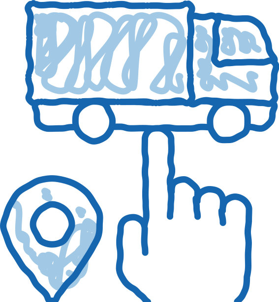 卡车地理位置选择涂鸦图标手绘图片下载