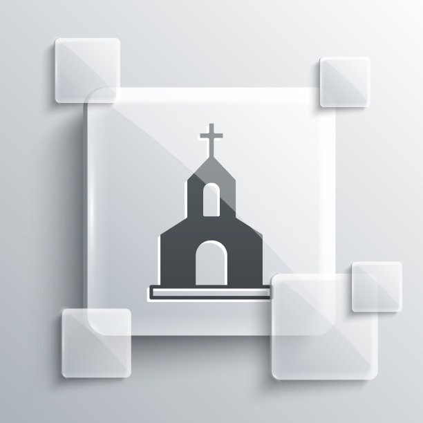 灰色的教堂建筑图标孤立在灰色图片下载