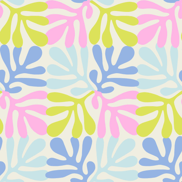 斯堪的纳维亚抽象自然叶子形状插图无缝重复模式厨房家居装饰打印时尚织物纺织图片下载