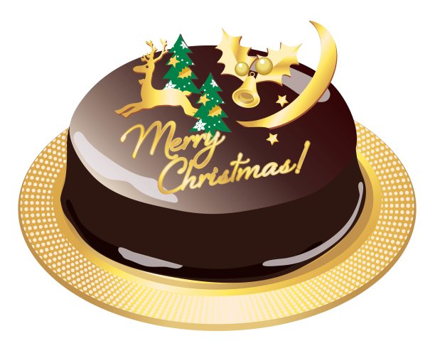 有驯鹿的巧克力圣诞蛋糕。图片下载