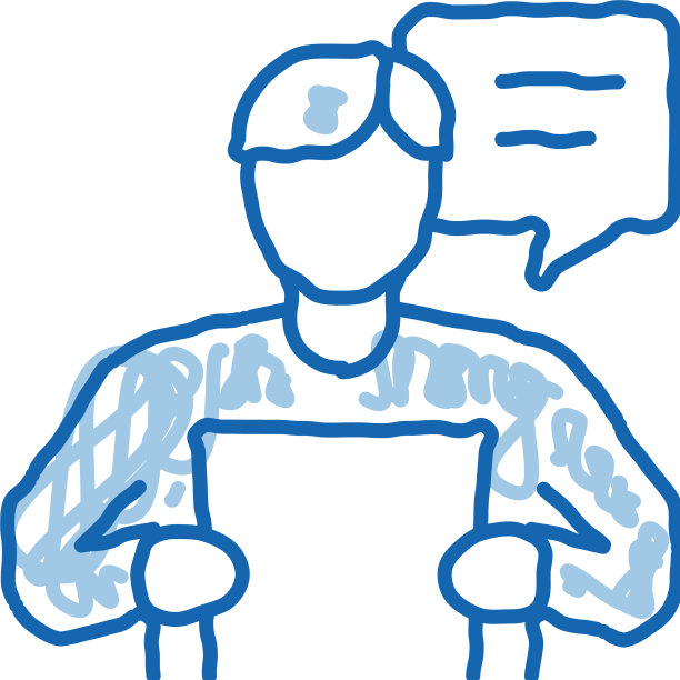 演讲者从纸上阅读清单涂鸦图标手图片下载