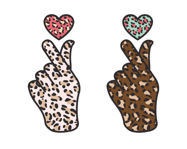 爱的豹纹手势图片下载