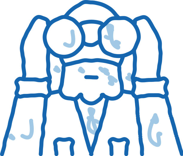 森林管理员看双筒望远镜涂鸦图标手绘图片下载