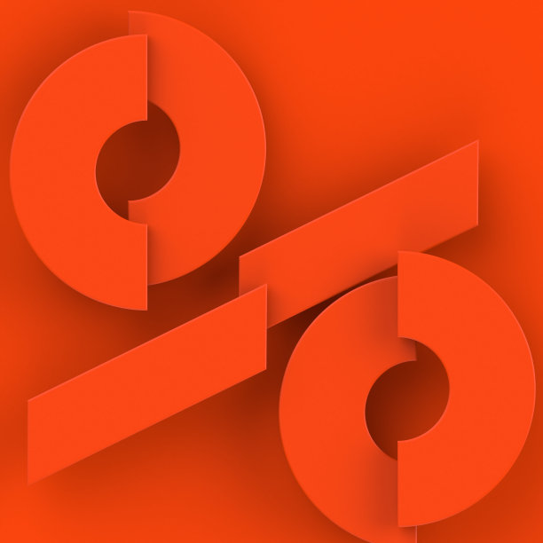 橙色背景的橙色百分比3d渲染图片下载