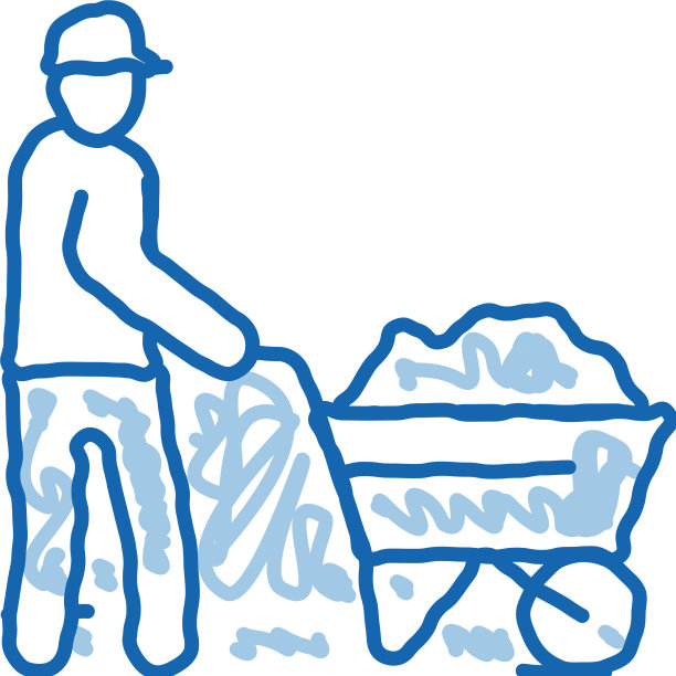 工人与手推车涂鸦图标手绘图片下载