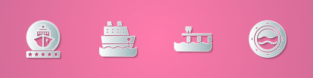 集剪纸游轮海滩码头码头和图片下载