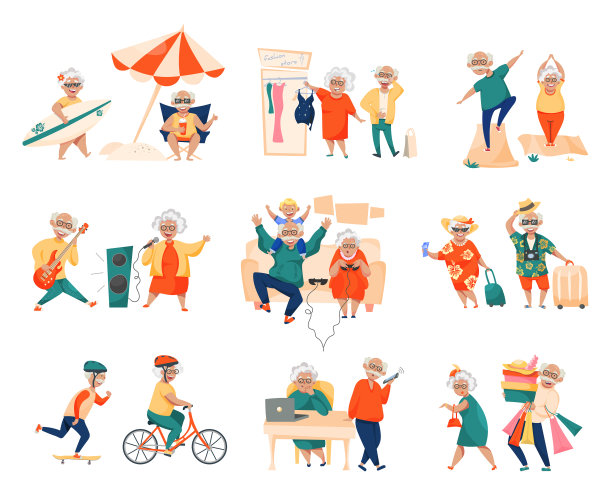 老年人卡通套装图片下载