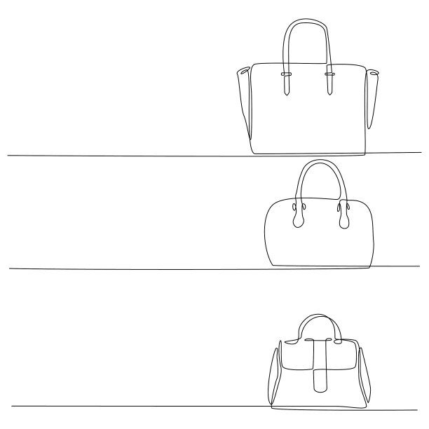 连续线画女士手提包图片下载