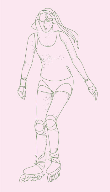 女孩在滚轴上排成一行图片下载