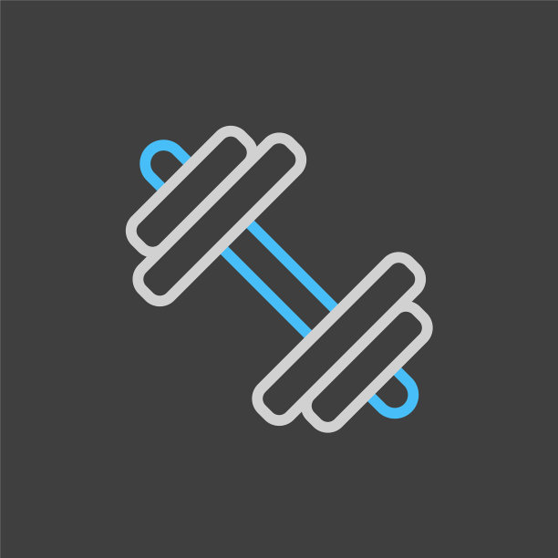 哑铃图标在黑暗的背景运动标志图片下载