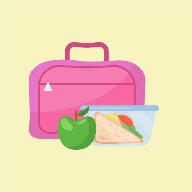 学校午餐盒儿童插图图片下载