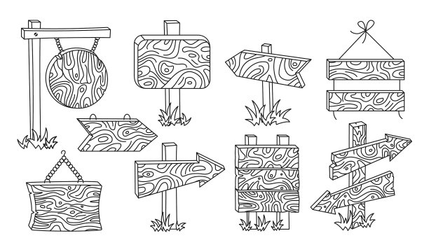 木黑线空广告牌集图片下载