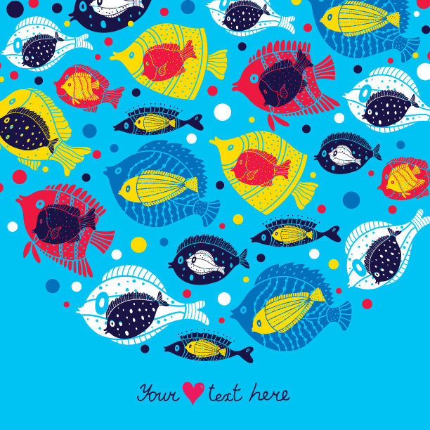 可爱的鱼卡。图片下载