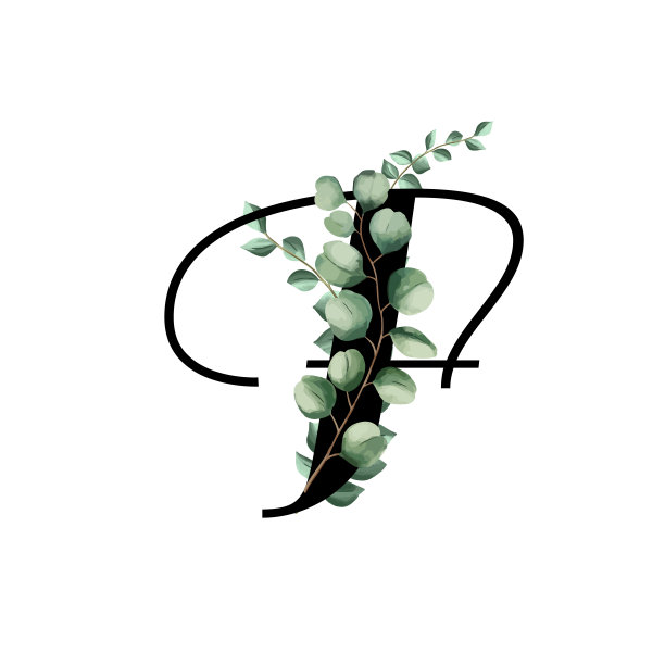 向量插图桉树叶子。花的字母表。图片下载