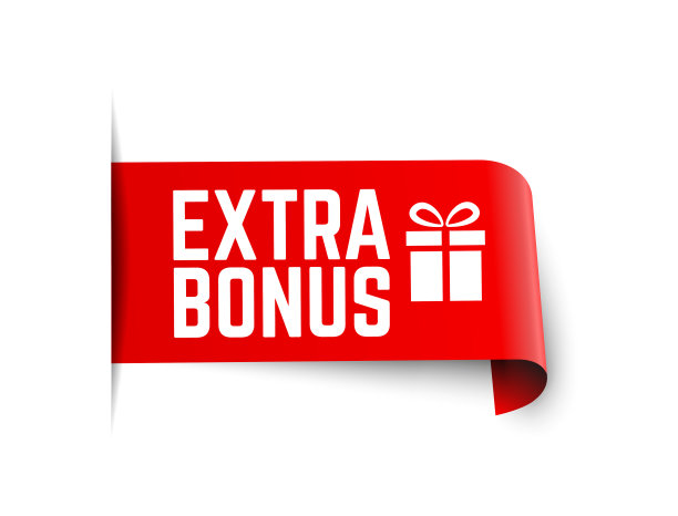 矢量插图红色额外奖励标签。现代网页横幅元素与礼物图片下载