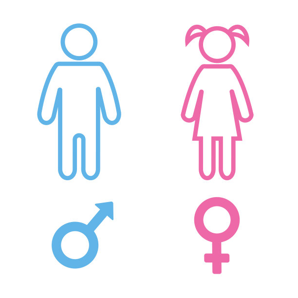 男性和女性用户头像。男人和女人的象征。男孩和女孩厕所图标集。性别矢量图标图片下载