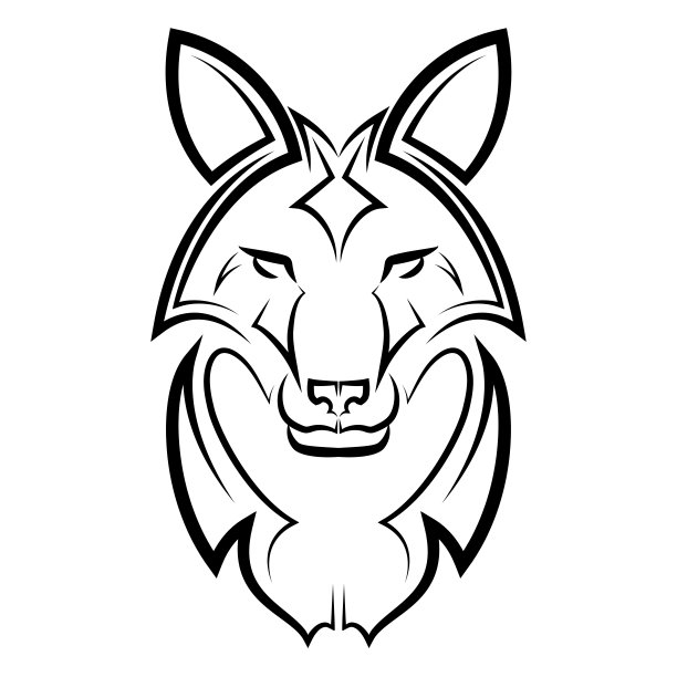 狐头黑白线条艺术。很好的使用符号，吉祥物，图标，头像，纹身，t恤设计，标志或任何设计。图片下载