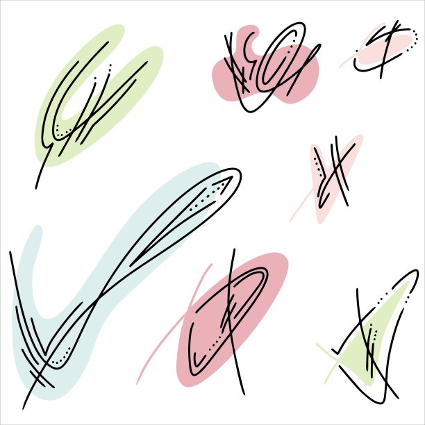 具有不同形状的创造性涂鸦艺术标题。抽象当代现代潮流矢量插图。所有元素都是孤立的。图片下载