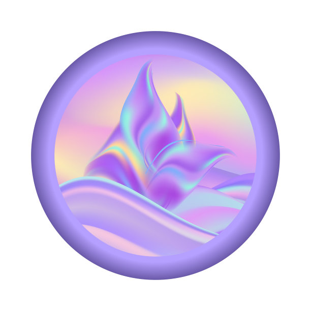 彩虹粉彩的海浪和帆。全息colorsul设计。旅游标志或假日标志。矢量图图片下载