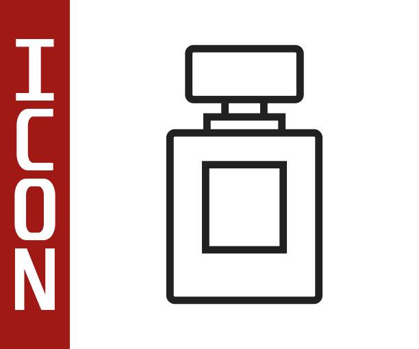 黑色线香水图标孤立在白色背景。向量图片下载