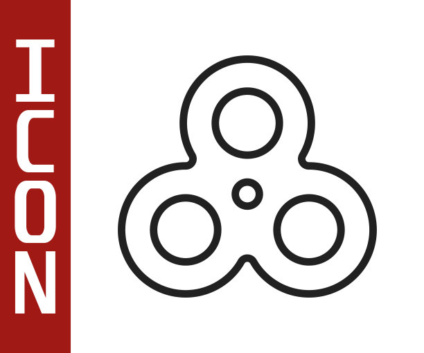 黑色线指尖陀螺图标隔离在白色背景。减压玩具。时尚手转轮。向量图片下载