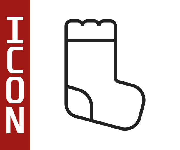 黑色线婴儿袜子衣服图标孤立在白色的背景。向量图片下载