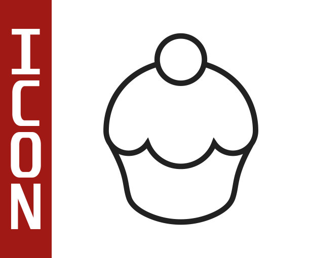 黑线松饼图标孤立在白色背景。向量图片下载