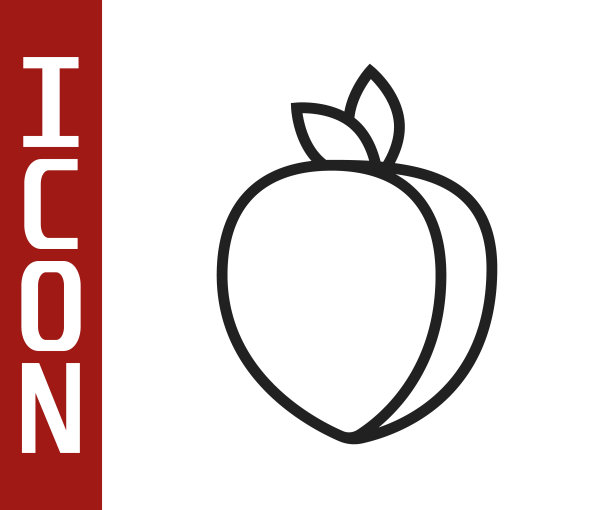 黑线李子水果图标孤立在白色背景。向量图片下载