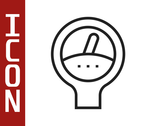 黑线标尺刻度图标隔离在白色背景。满意度，温度，压力计，风险，评级，性能，速度转速计。向量图片下载