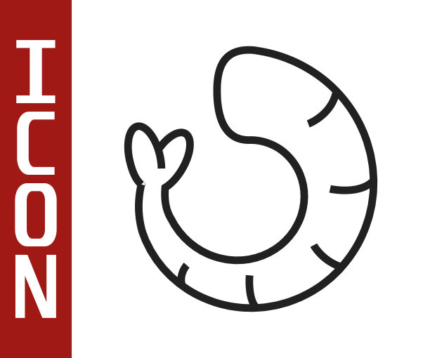 黑色线虾图标孤立在白色的背景。向量图片下载