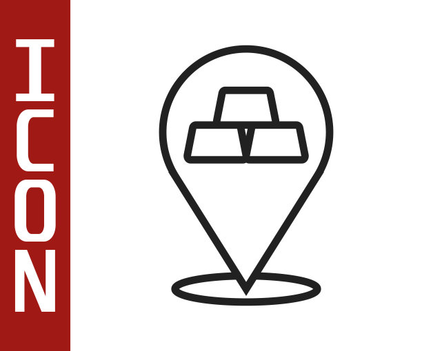 黑线金条图标孤立在白色背景。银行业务的概念。向量图片下载