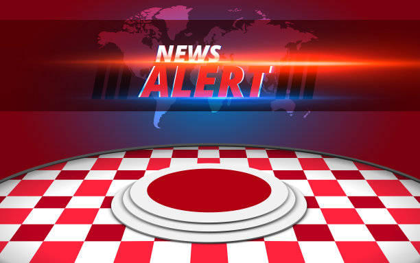 红色舞台与新闻警报在led屏幕背景图片下载