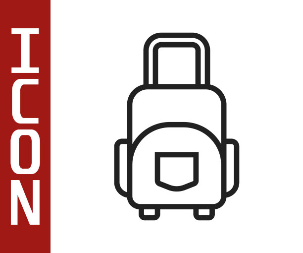 黑色线旅行箱旅行图标隔离在白色背景。旅行的行李的迹象。旅行的行李图标。向量图片下载