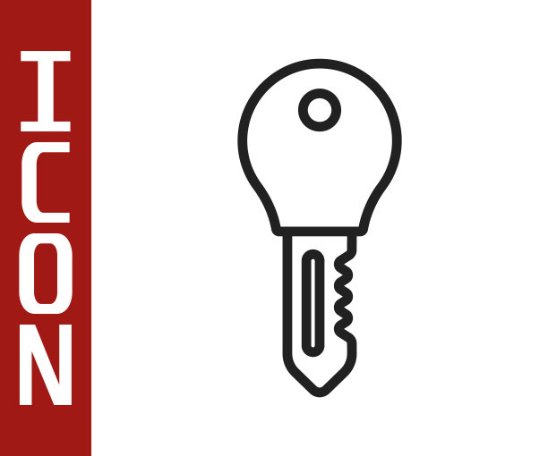 黑色线酒店门锁图标孤立在白色背景。向量图片下载