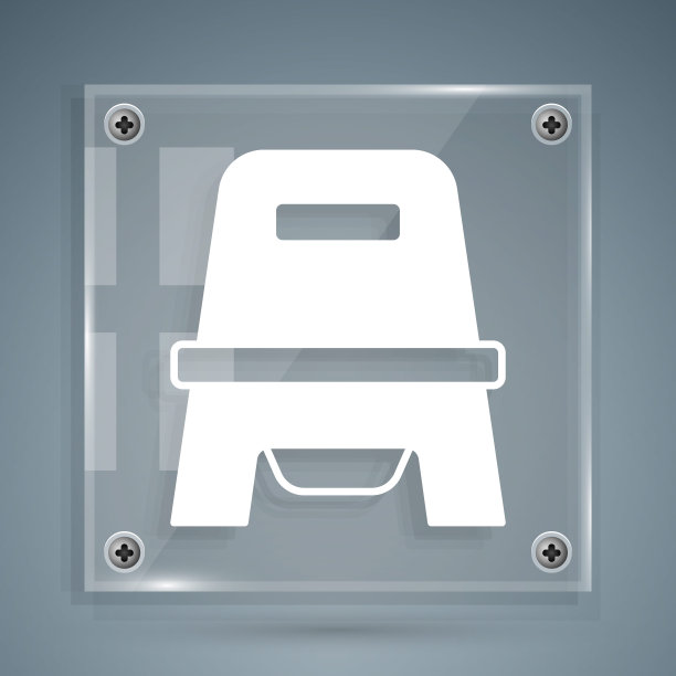 白色婴儿厕所图标孤立在灰色背景。夜壶。方形玻璃板。向量图片下载