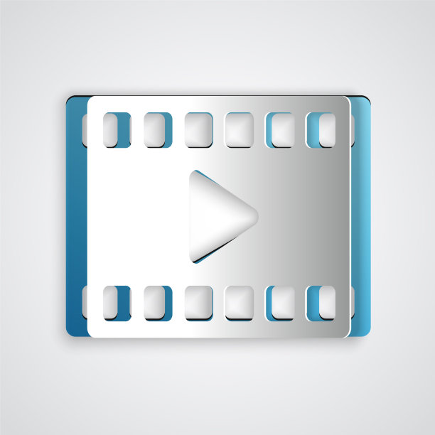 剪纸播放视频图标孤立在灰色图片下载