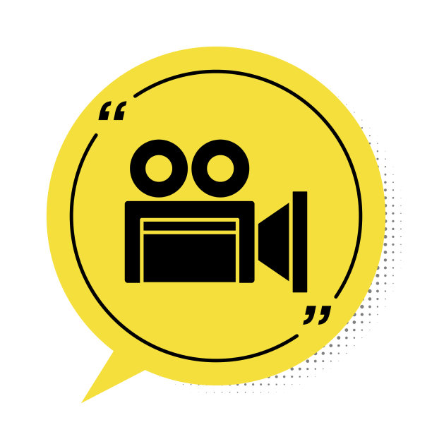 黑色电影摄像机图标孤立在白色图片下载