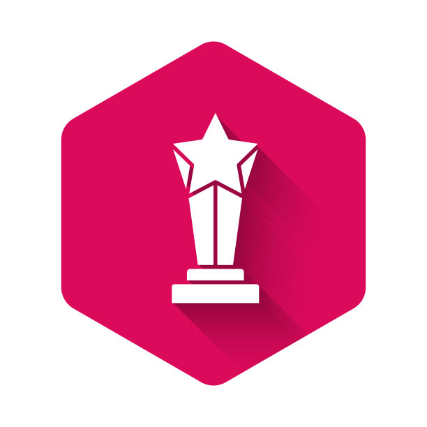 白色奖杯图标孤立与长影子图片下载