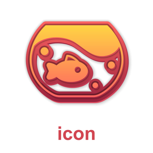 金色鱼缸与鱼图标孤立在白色图片下载