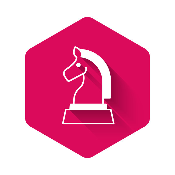 白色象棋图标孤立与长阴影图片下载