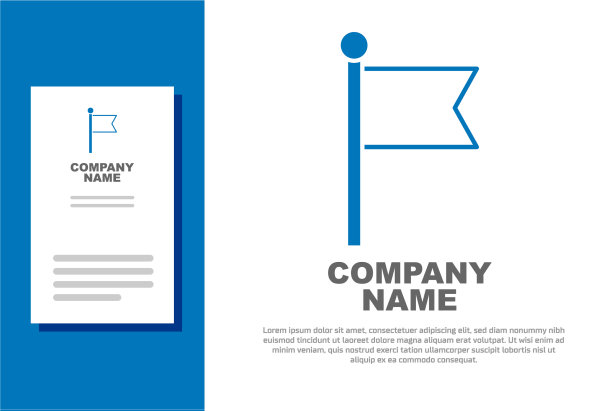 蓝色旗帜图标孤立在白色背景图片下载