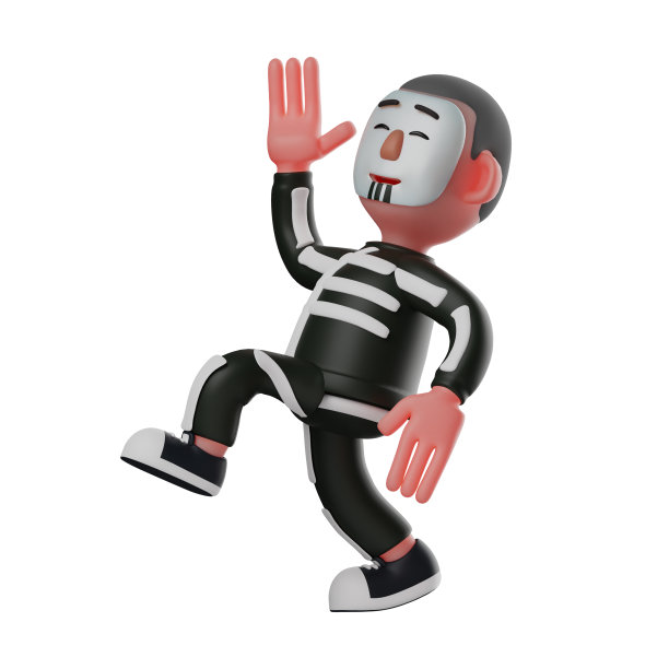 骷髅男孩3D卡通图片与有趣的行走姿势图片下载